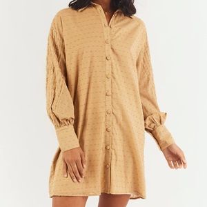 Textured beige mini dress